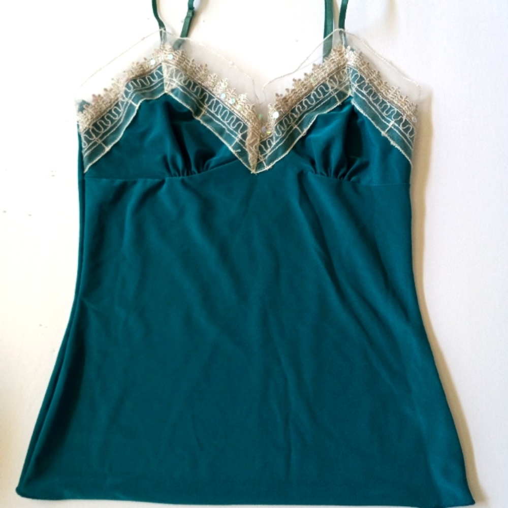 Teal Lace-Trim Camisole